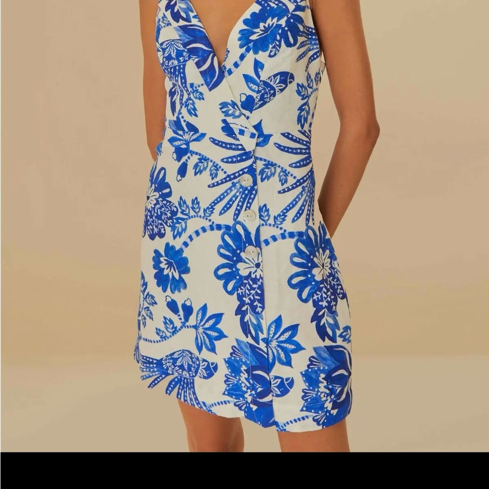 FARM Rio Blue and White Floral Dress